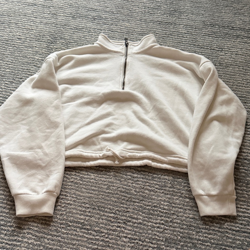 American Eagle Outfitters Off-White Half-Zip Sweater